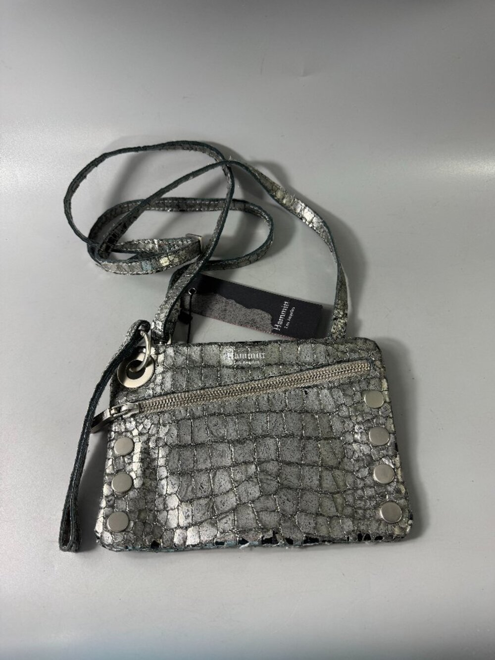 Hammitt Los Angeles Silver Metallic Small 3-in-1 Wristlet/Shoulder/Crossbody Bag